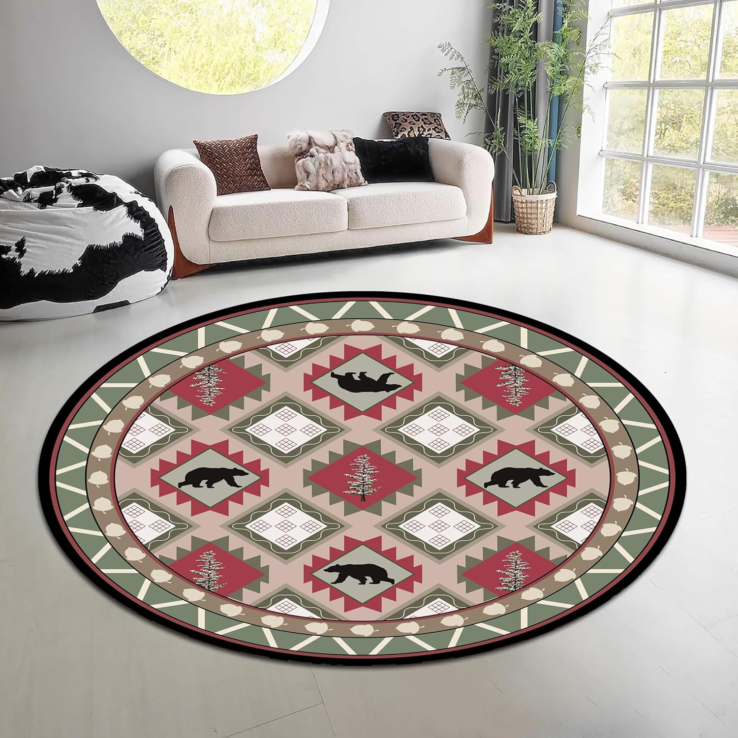 Tapis rond vintage motif forêt - Hunting Outdoor Mat avis et prix